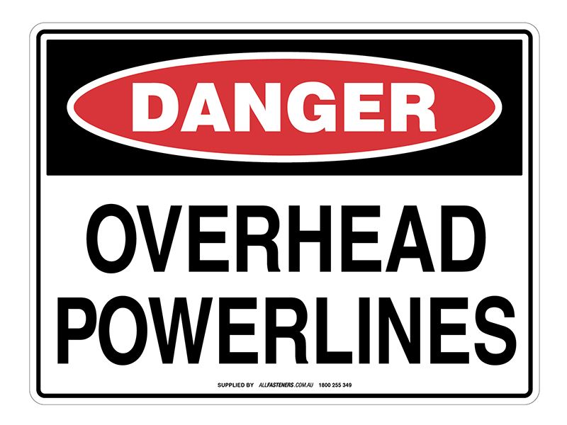 DANGER Overhead Powerlines Sign