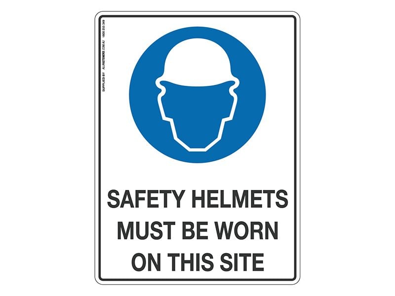 Safety Helmets Must Be Worn On Site - Mandatory Sign