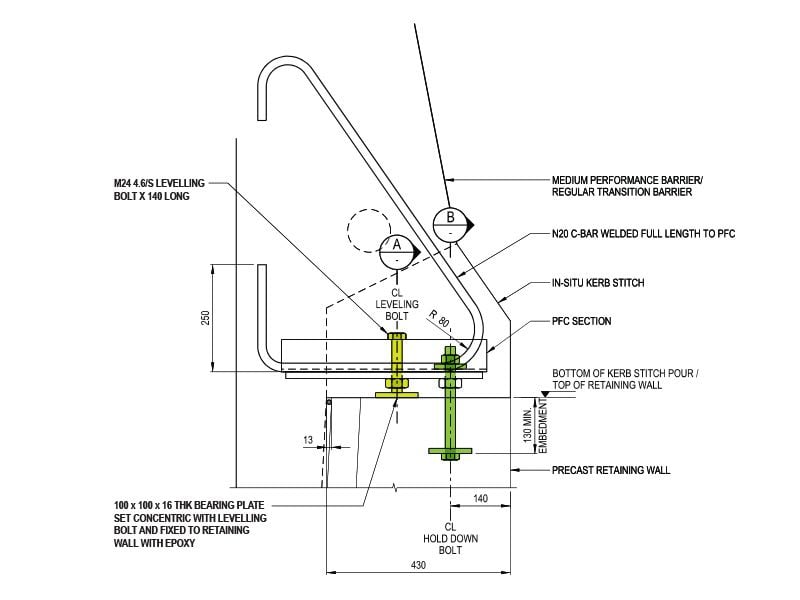 Drawing detail for Precast Barrier M24 Bolt Kit