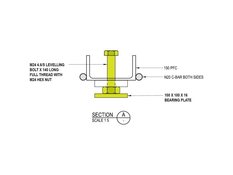 Leveling bolt detail for Precast Barrier Bolt Kit