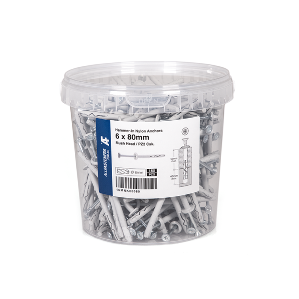 Hammer-In Nylon Anchors Mushroom Head