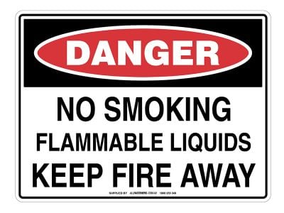 DANGER No Smoking Flammable Liquids Keep Fire Away Sign