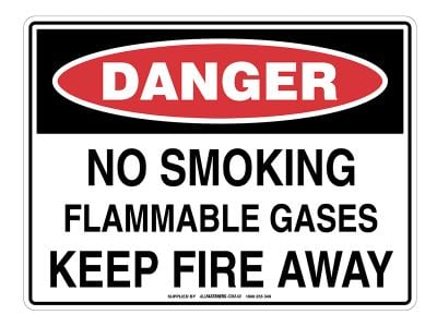 DANGER No Smoking Flammable Gases Keep Fire Away Sign