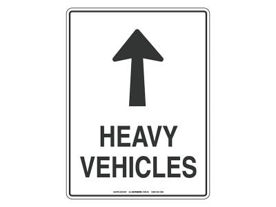 NOTICE Heavy Vehicles with Arrow Sign