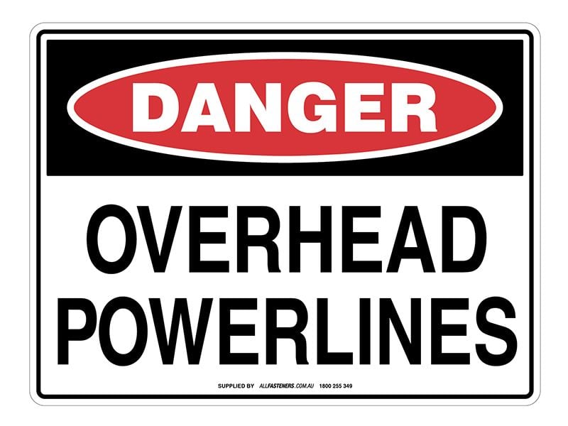DANGER Overhead Powerlines Sign