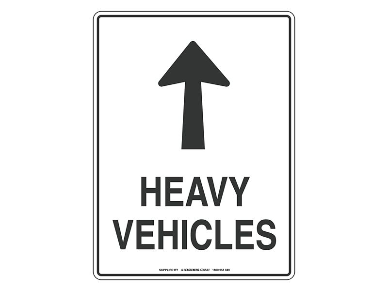 NOTICE Heavy Vehicles with Arrow Sign