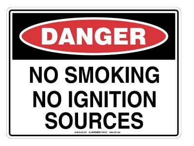 DANGER No Smoking No Ignition Sources Sign