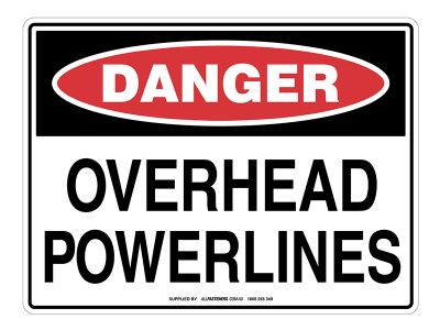 DANGER Overhead Powerlines Sign