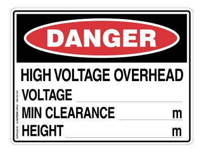 DANGER High Voltage Overhead VCH Sign