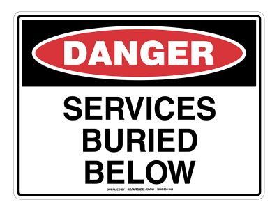 DANGER Services Buried Below Sign