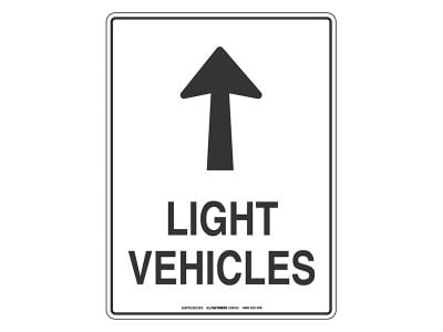 NOTICE Light Vehicles with Arrow Sign