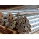A close up shot showing galvanised round dowel bar stacked and tied on a pallets.