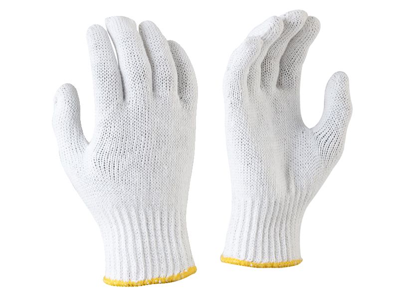 Knit Poly Cotton Gloves White Mens